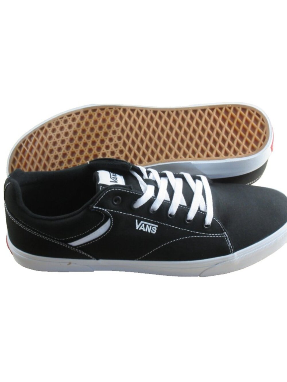 Vans Men's Seldan Canvas Black White Classic Lace Up Skate Shoes size 15 NEW - Picture 2 of 7